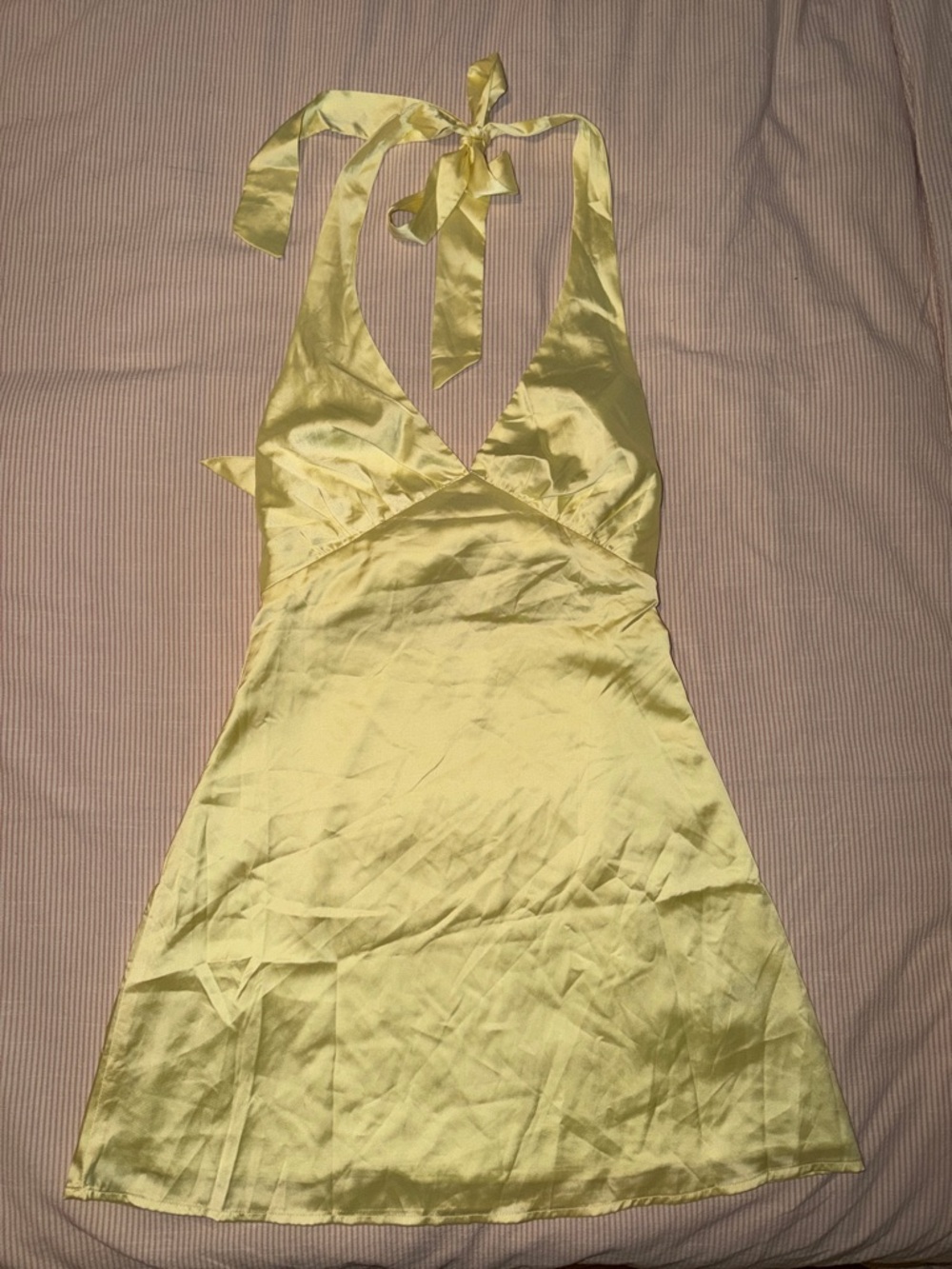 Peppermayo Butter Yellow Satin Dress